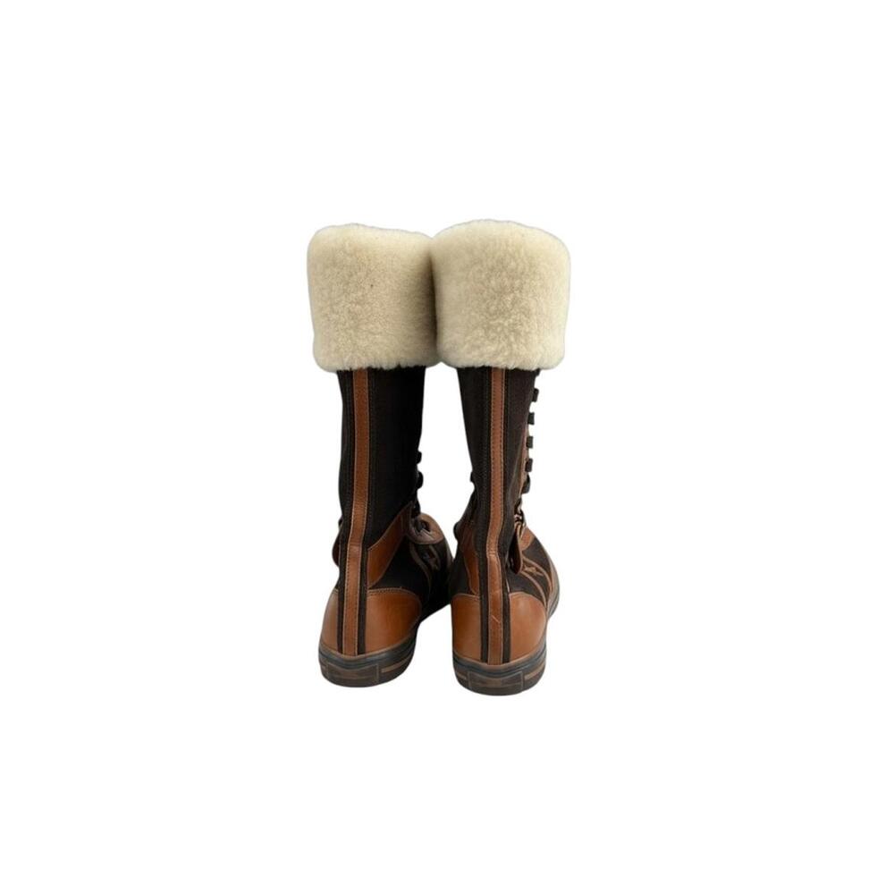 Converse Unisex Vintage Tall Shearling Lace-Up Winter Boots Brown Leather Canvas - Picture 5 of 11